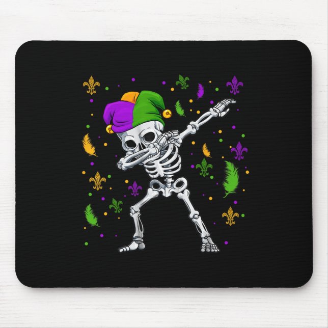 Dabbing Skeleton Mardi Gras Kids Boys  Mouse Pad (Front)