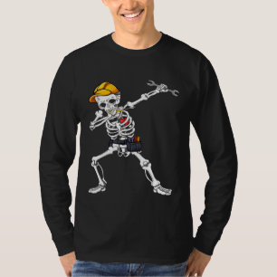 Dabbing Skeleton Mechanic Halloween Costume Mens W T-Shirt