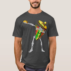 Dabbing Skeleton Meican Poncho Cinco De Mayo Sombr T-Shirt