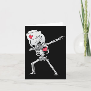 Dabbing Skeleton Nurse X-ray Halloween T Shirt Dab Card