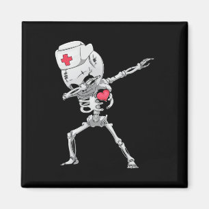Dabbing Skeleton Nurse X-ray Halloween T Shirt Dab Magnet