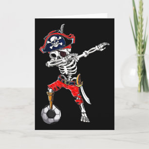Dabbing Skeleton Pirate And Soccer Ll Halloween Co Card