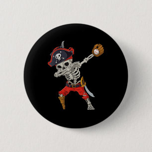 Dabbing Skeleton Pirate Baseball Funny Halloween S 6 Cm Round Badge