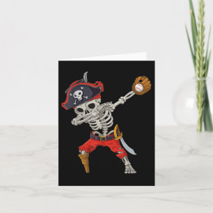 Dabbing Skeleton Pirate Baseball Funny Halloween S Card