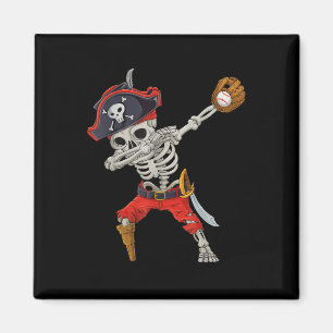 Dabbing Skeleton Pirate Baseball Funny Halloween S Magnet