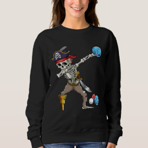 Dabbing Skeleton Pirate Bocce Ball Boccie Hallowee Sweatshirt