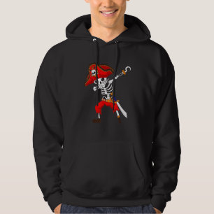 Dabbing Skeleton Pirate Halloween Boys Kids Jolly Hoodie