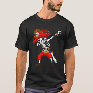 Dabbing Skeleton Pirate Halloween Boys Kids Jolly T-Shirt