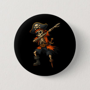 Dabbing Skeleton Pirate Halloween Costume For Kids 6 Cm Round Badge