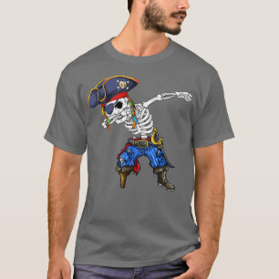 Dabbing Skeleton Pirate Halloween Costume for Kids T-Shirt