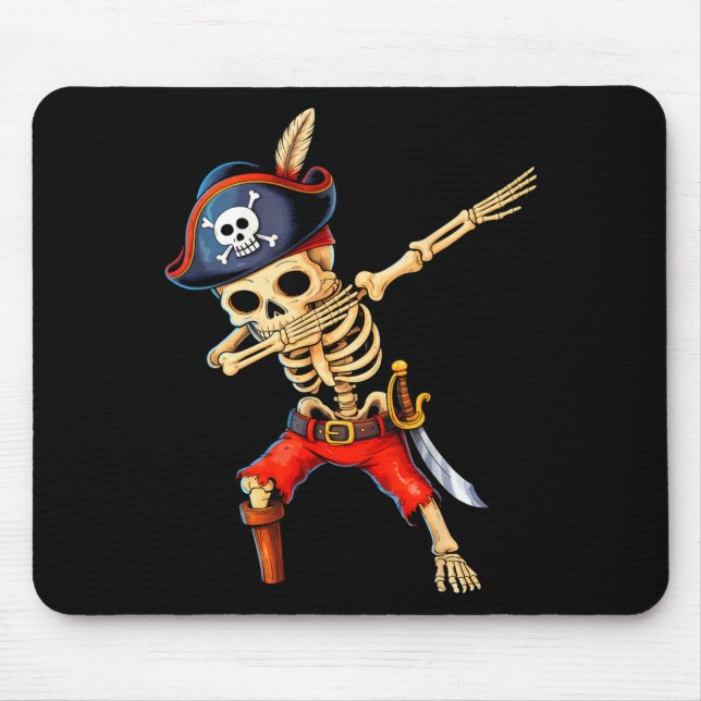 Dabbing skeleton pirate halloween costume kids mouse pad (Front)