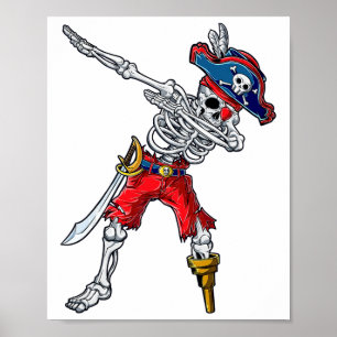 Dabbing Skeleton Pirate Halloween Kids Boys Men Gi Poster