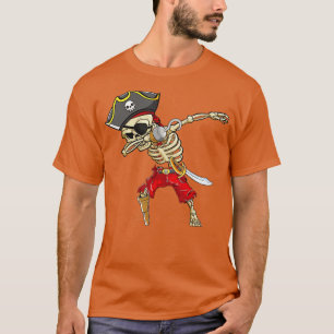 Dabbing Skeleton Pirate Halloween Kids Boys Men T-Shirt