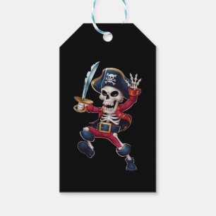 Dabbing Skeleton Pirate Halloween Kids Jolly Roger Gift Tags