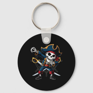 Dabbing Skeleton Pirate Halloween Kids Jolly Roger Key Ring