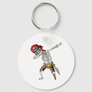 Dabbing Skeleton Pirate Halloween Kids Jolly Roger Key Ring