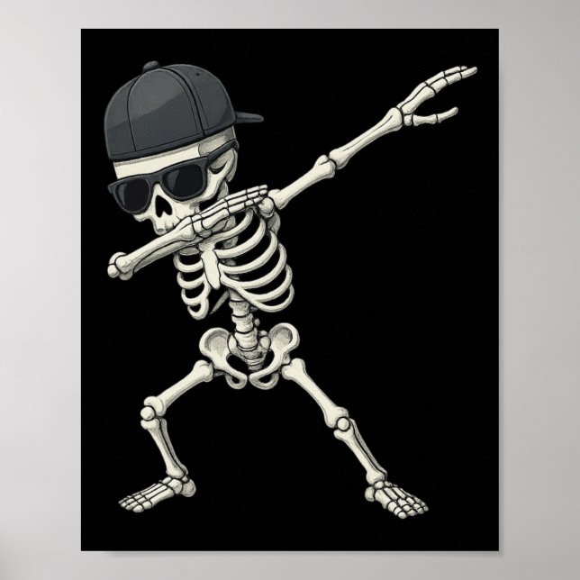 Dabbing Skeleton Pirate Halloween Kids Jolly Roger Poster (Front)