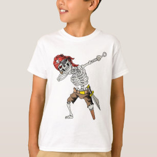 Dabbing Skeleton Pirate Halloween Kids Jolly Roger T-Shirt