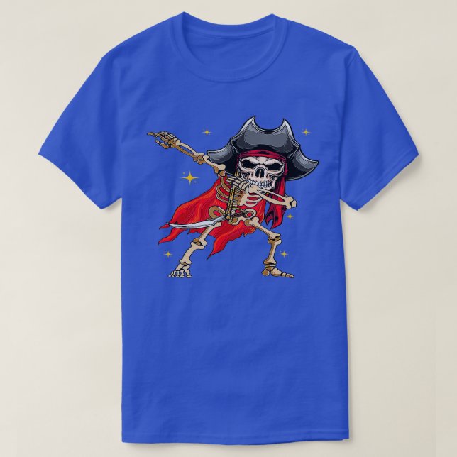Dabbing Skeleton Pirate Halloween Kids Jolly Roger T-Shirt (Design Front)