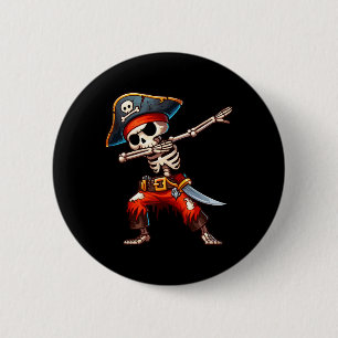 Dabbing Skeleton Pirate Halloween Kids Pirate 6 Cm Round Badge