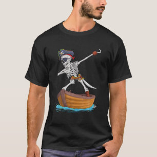 Dabbing Skeleton Pirate Halloween Spooky Jolly T-Shirt