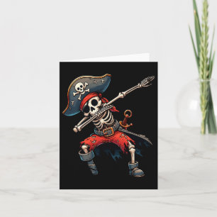 Dabbing Skeleton Pirate Kids Card