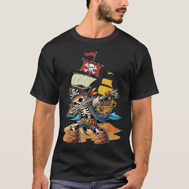Dabbing Skeleton Pirate Kids  T-Shirt (Front)