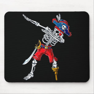 Dabbing skeleton pirate mouse pad