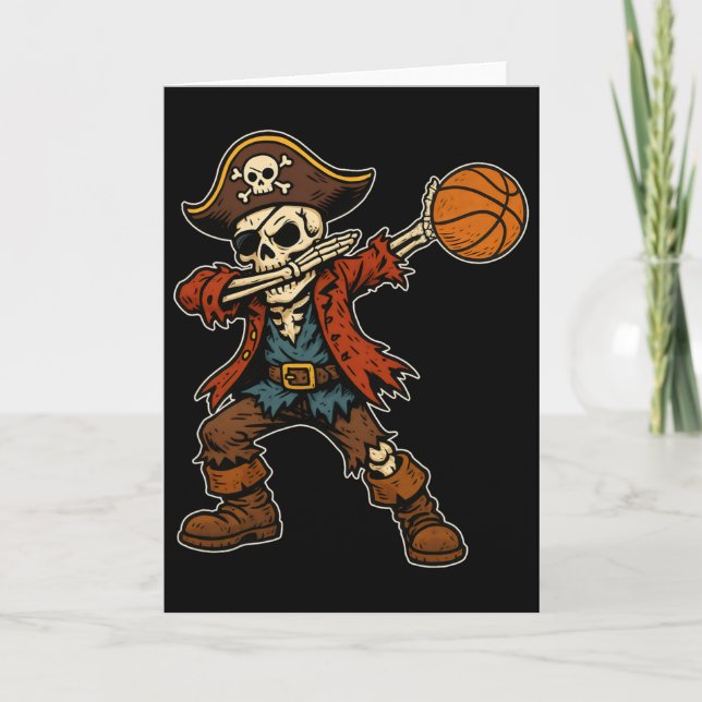 Dabbing Skeleton Pirate Sketll Halloween Pirate Da Card (Front)