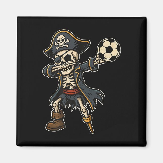 Dabbing Skeleton Pirate Soccer Halloween Pirate Da Magnet (Front)
