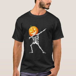 Dabbing Skeleton Pumpkin Halloween Costume Men Wom T-Shirt
