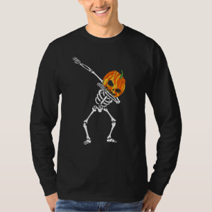 Dabbing Skeleton Pumpkin Head  Halloween Dancing S T-Shirt