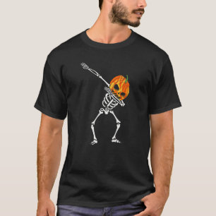 Dabbing Skeleton Pumpkin Head Halloween Dancing S T-Shirt