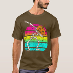 Dabbing Skeleton Pumpkin Head Halloween T-Shirt