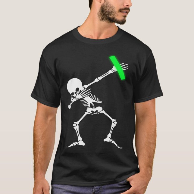 Dabbing Skeleton Rave Dance Party Music T-Shirt (Front)