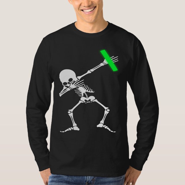 Dabbing Skeleton Rave Dance Party Music T-Shirt (Front)