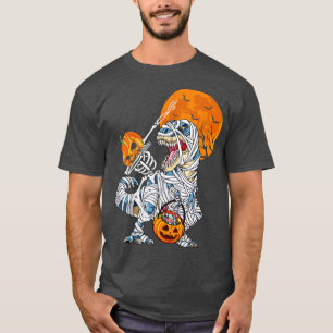 Dabbing Skeleton Riding Mummy Dinosaur T Re Funny T-Shirt