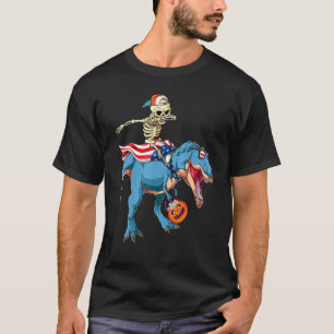 Dabbing Skeleton Riding Mummy Dinosaur T Rex Scary T-Shirt