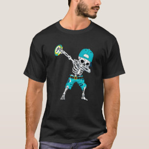 Dabbing Skeleton Rugby Skull Halloween Costume T-Shirt
