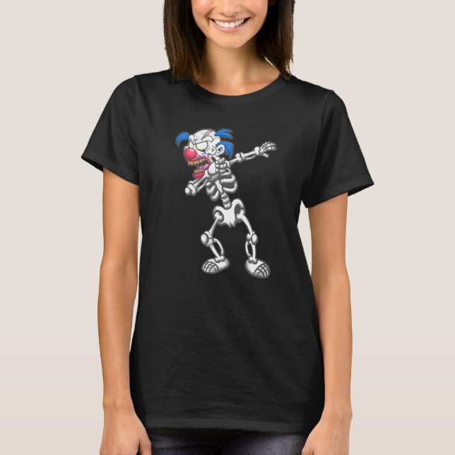 Dabbing Skeleton Scary Clown Halloween Zombie Cost T-Shirt (Front)
