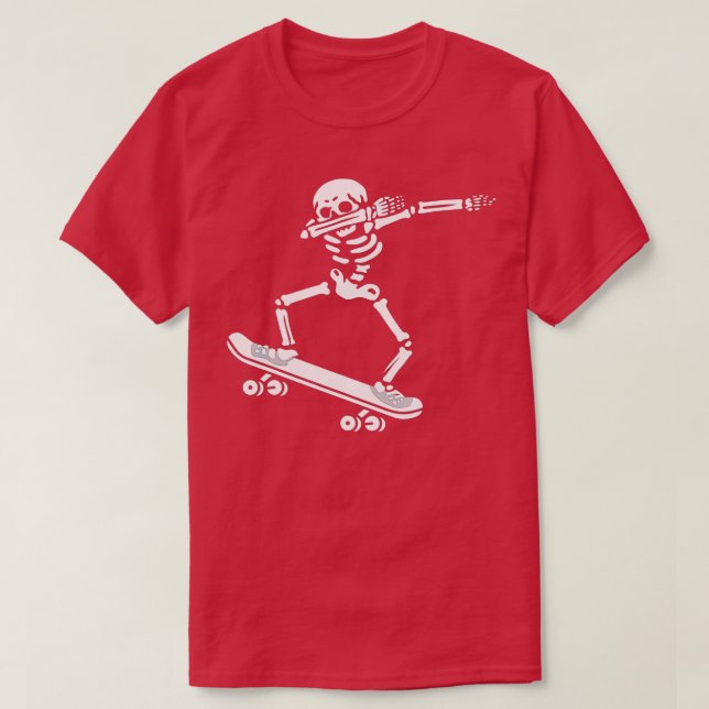 Dabbing Skeleton Skateboard Costume Funny Hallowee T-Shirt (Design Front)