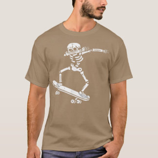 Dabbing Skeleton Skateboard Costume Funny Hallowee T-Shirt