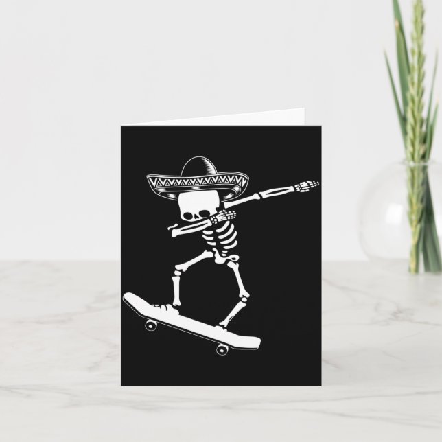 Dabbing Skeleton Skateboard Dia De Los Muertos Card (Front)