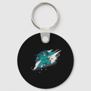 Dabbing Skeleton Snowboarder Snowboard Snowboardin Key Ring