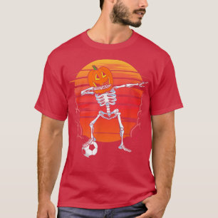 Dabbing Skeleton Soccer Halloween Boys Kids Men T-Shirt