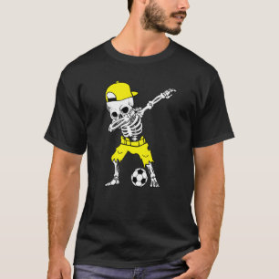Dabbing Skeleton Soccer Halloween Sport Player T-Shirt