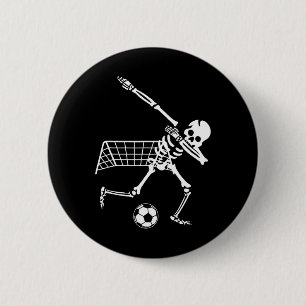 Dabbing Skeleton Soccer Humor Funny Halloween Gift 6 Cm Round Badge
