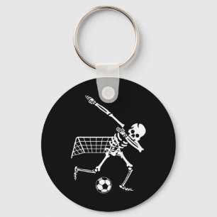 Dabbing Skeleton Soccer Humor Funny Halloween Gift Key Ring