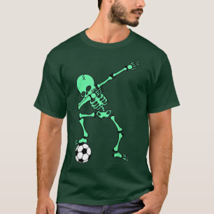 Dabbing Skeleton Soccer Player Halloween Dab Boys  T-Shirt