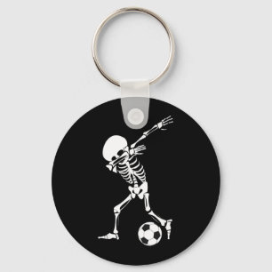 Dabbing Skeleton Soccer Shirt - Funny Halloween Key Ring